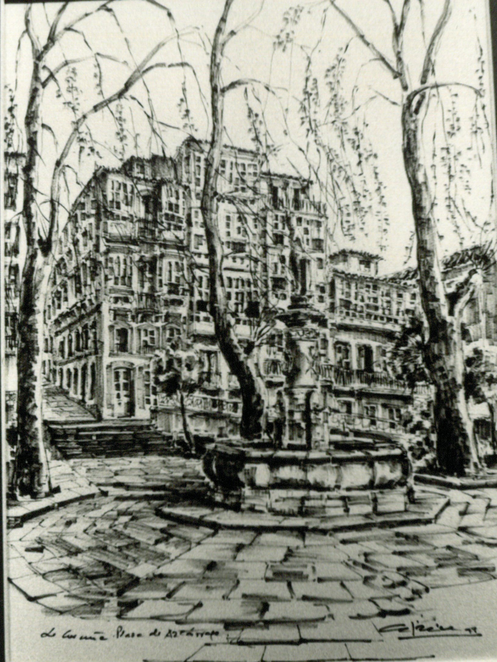 Casas de la plaza de Azcárraga en invierno